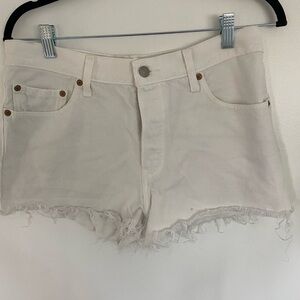 Levis Women's White Denim Shorts